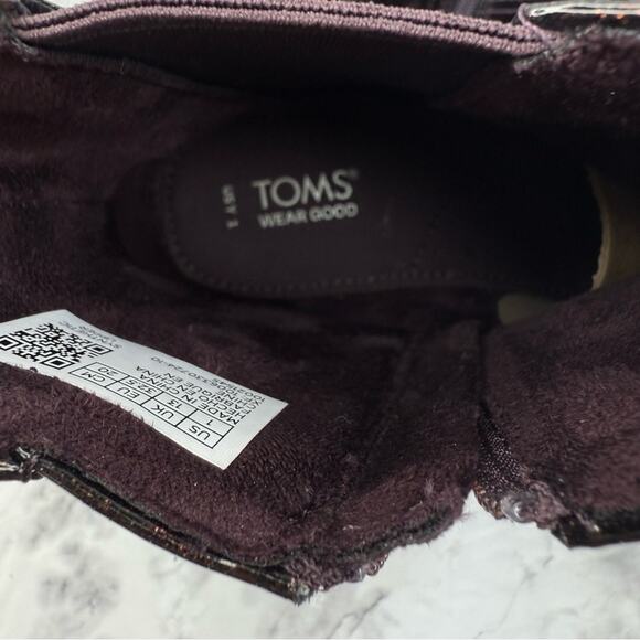 NWOT TOMS Bennet Purple Glitter Chelsea Ankle  Boots Big Girls Sz 1 - Picture 11 of 15